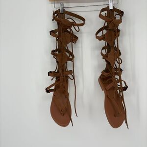 DRIFTWOOD Brown Tall Gladiator Sandals Free People